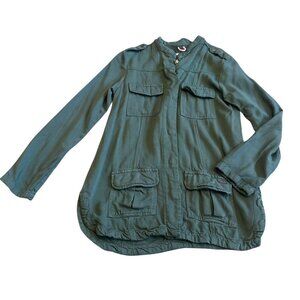 Triple Five Soul Forest Green Sweater Jacket Snap-Down Comfy Casual Size Small